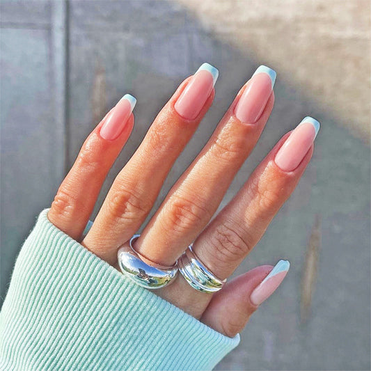 Minty Fresh Medium Square Blue Vacation Press On Nails