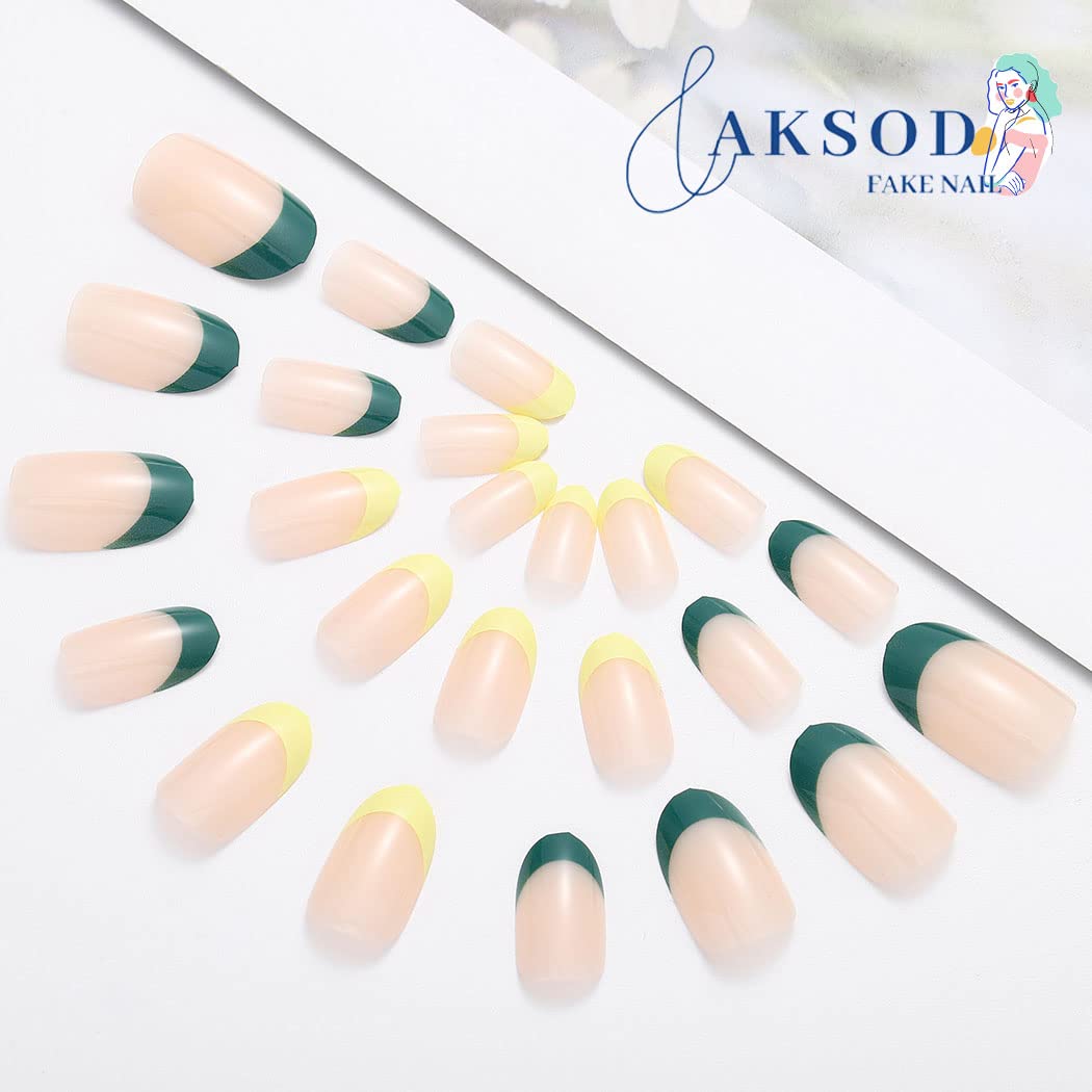 Cat Eye Short Almond Green Spring St. Patrick's Day Press On Nails