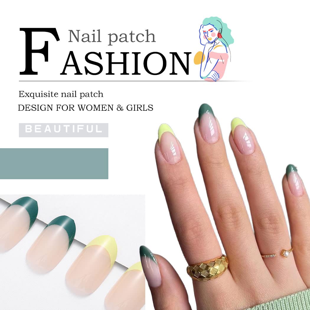 Cat Eye Short Almond Green Spring St. Patrick's Day Press On Nails