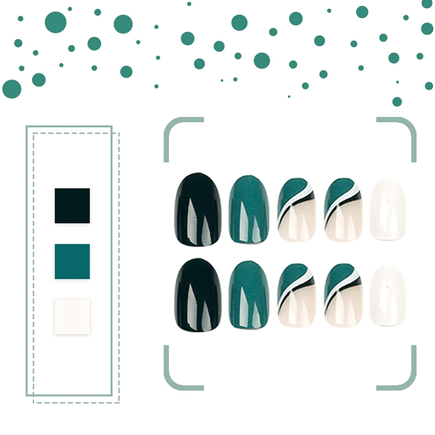 Buckle Up Long Almond Green Everyday St. Patrick's Day Press On Nails