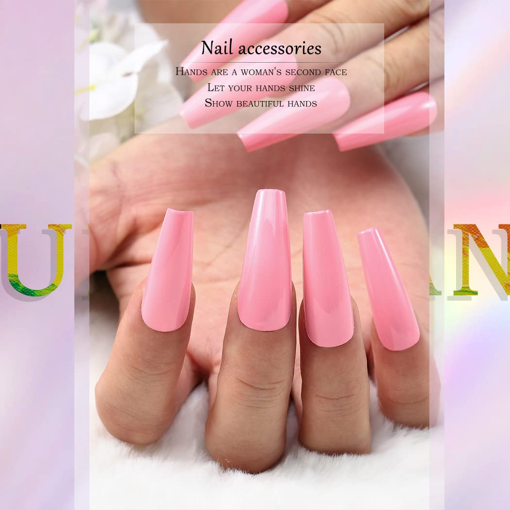 Crazy Peach Long Coffin Pink Bold Press On Nails