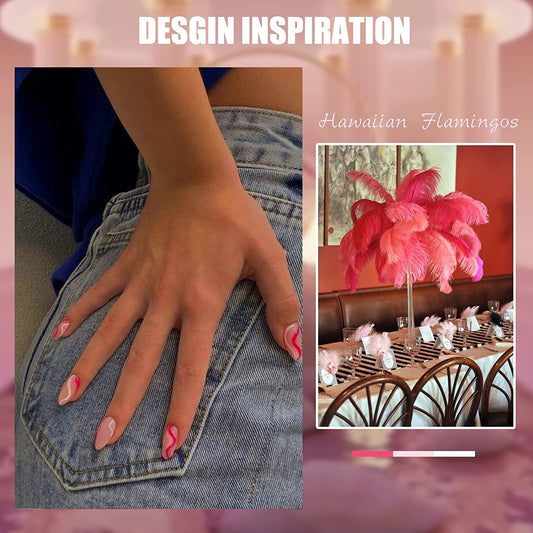 Pink Candy Cane Long Almond Pink Abstract Press On Nails