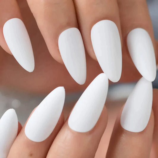 Wedding Party Medium Almond White Everyday Press On Nails