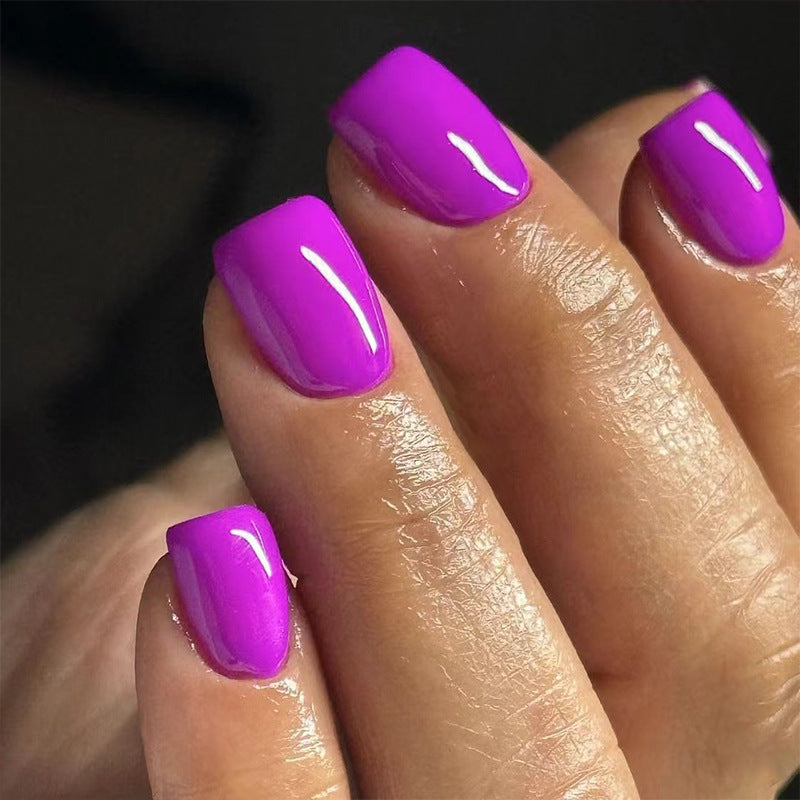 Vibrant Violet Short Square Vivid Purple Press-On Nails with High Gloss Finish