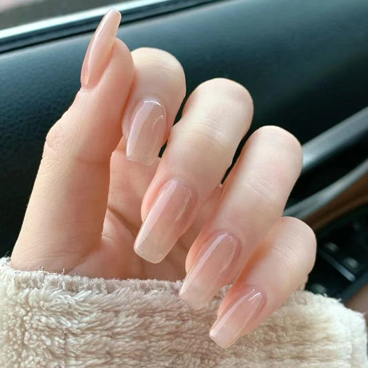 Peachy Bum Medium Square Pink Jelly Press On Nails