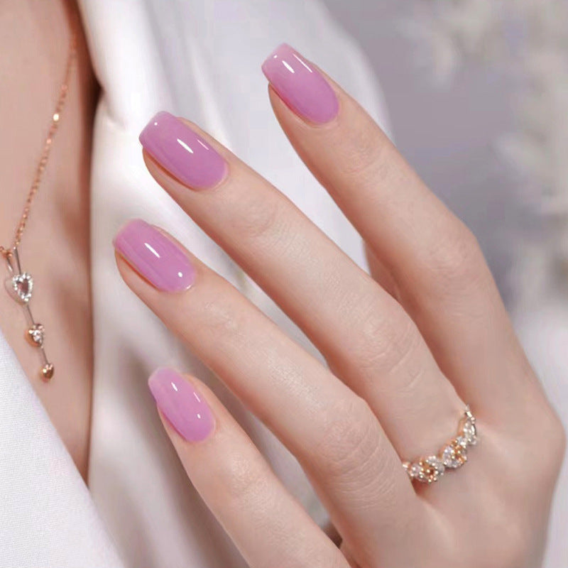 Fan Base Medium Square Purple Glossy Press On Nails