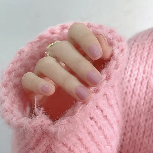 Florida Winter Short Squoval Pink Jelly Press On Nails