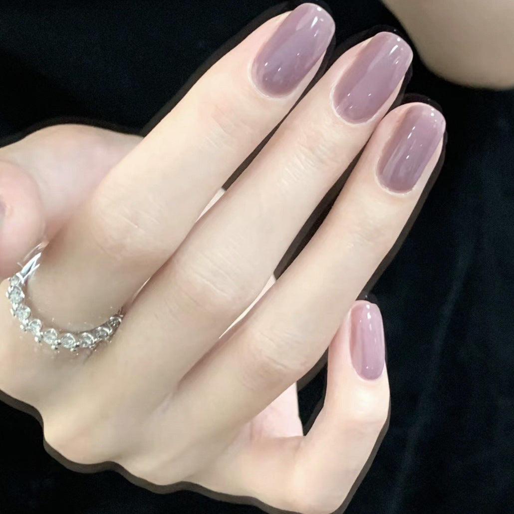 Lunch Bruch Whenever Medium Square Purple Glossy Press On Nails