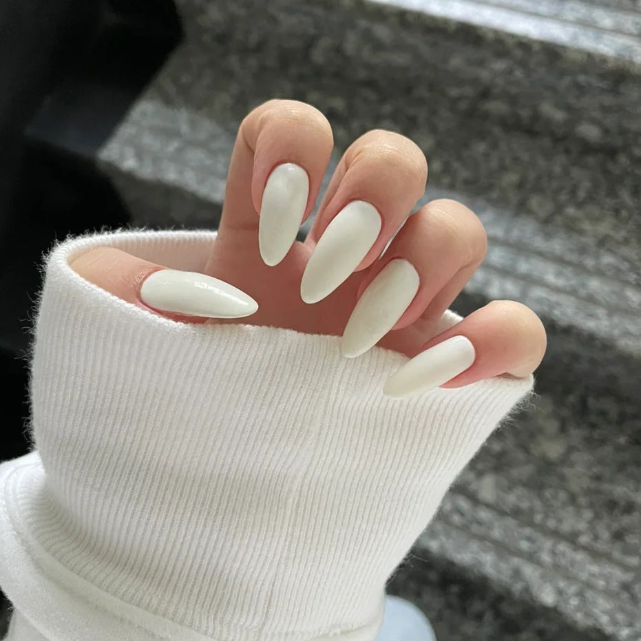 Balance Long Oval White Everyday Press On Nails