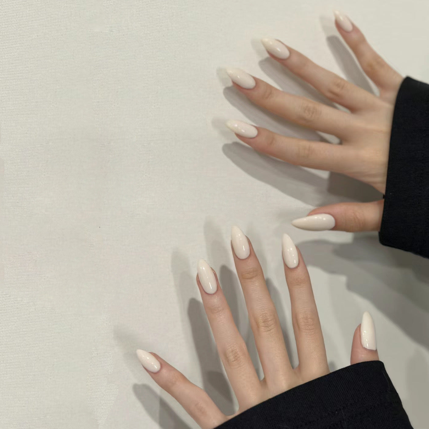 Minimalist Elegance Long Almond Press-On Nails in Classic Ivory