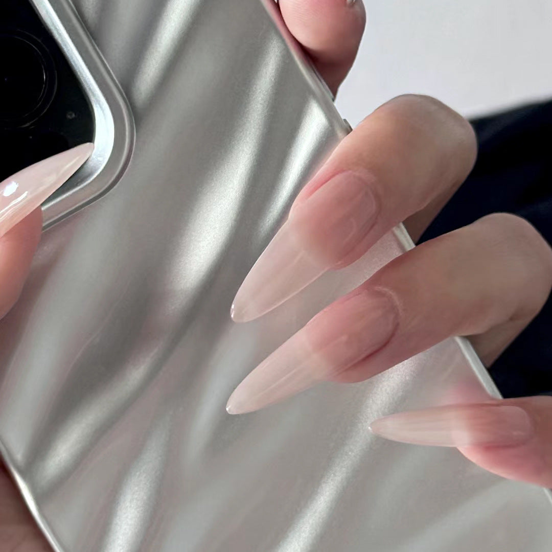 Same Answer Long Stiletto Pink Glossy Press On Nails