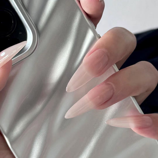 Same Answer Long Stiletto Pink Glossy Press On Nails