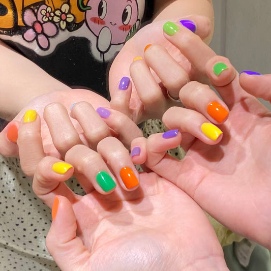 Candy Store Short Square Multicolor Summer Press On Nails