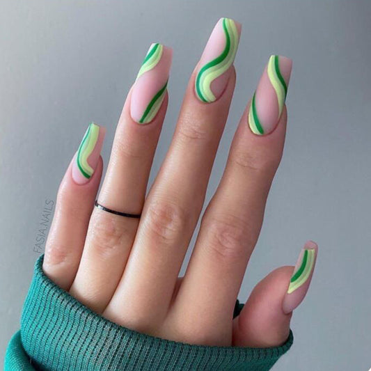 Vine Twine Medium Square Green Everyday Press On Nails