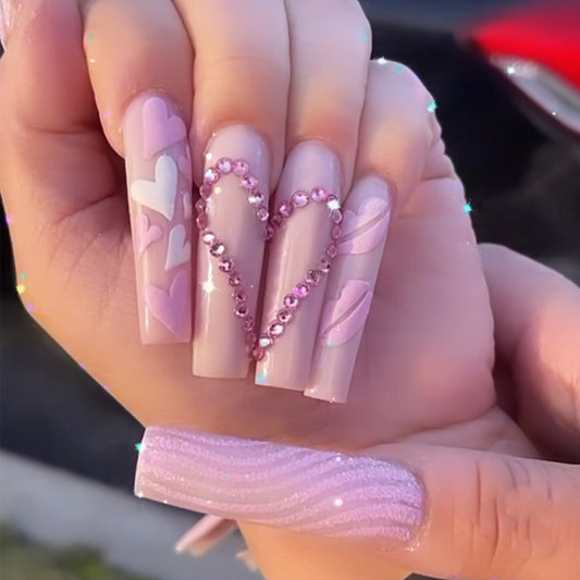 Barbie Girl Long Coffin Pink Summer Press On Nails