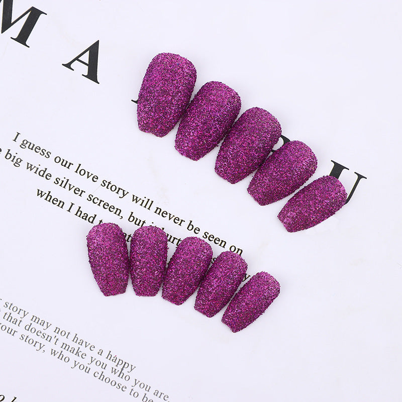 Enchanted Evening Short Coffin Purple Glitter Press On Nail Set for Instant Manicure Magic