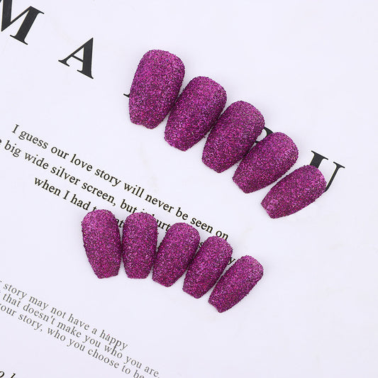 Enchanted Evening Short Coffin Purple Glitter Press On Nail Set for Instant Manicure Magic