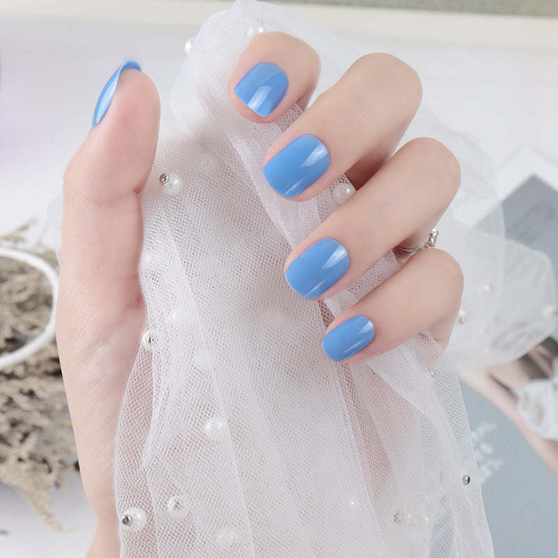 Ocean Bliss Medium Squoval Sky Blue Press On Nail Set with Glossy Finish