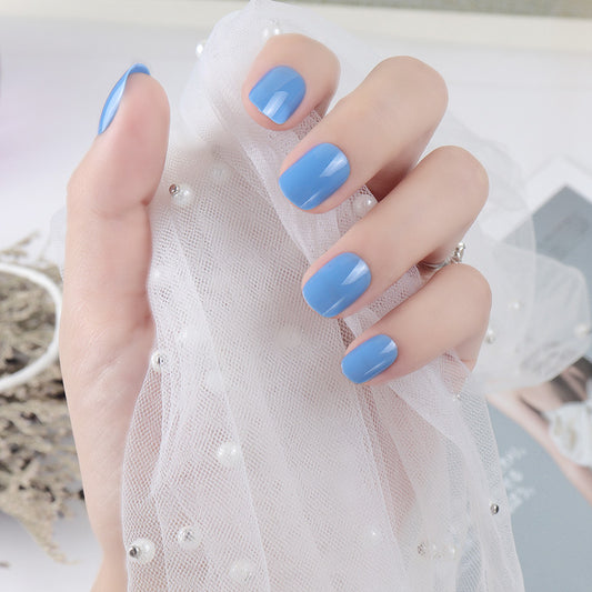 Ocean Bliss Medium Squoval Sky Blue Press On Nail Set with Glossy Finish