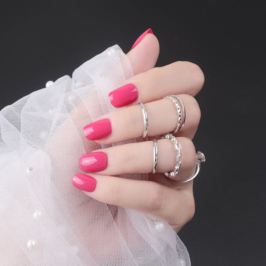 Elegant Charm Medium-Length Squoval Hot Pink Press On Nails with Glossy Finish
