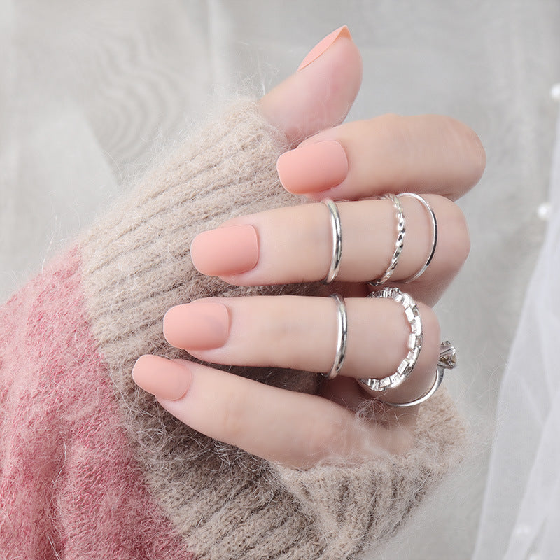 Elegant Touch Short Round Matte Peach Press On Nail Set with Durable Flexi-Fit Design