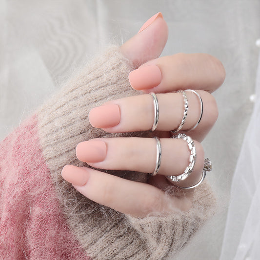 Elegant Touch Short Round Matte Peach Press On Nail Set with Durable Flexi-Fit Design