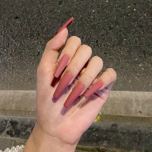 Elegant Evening Soiree Extra Long Stiletto Matte Peach Press-On Nails with Ombre Effect