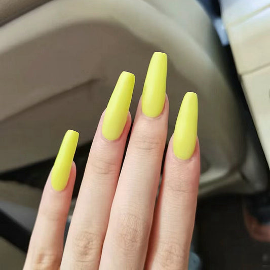 Summer Zest Long Stiletto Vibrant Yellow Matte Press-On Nails