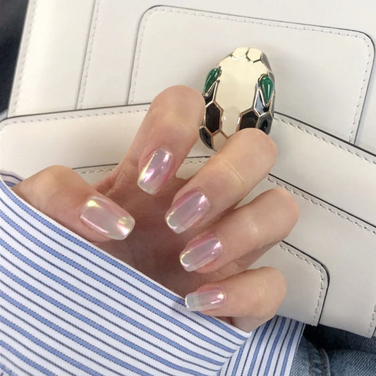 Difference Medium Square Pink Glossy Press On Nails