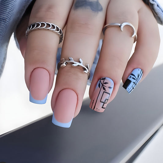 Do About It Medium Square Blue Matte Press On Nails