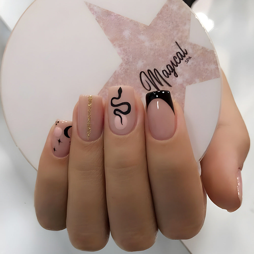 Witchy Moment Short Square Beige Bold Press On Nails