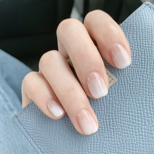 Minimalist Short Square Natural Pink Ombre Press On Nail Set