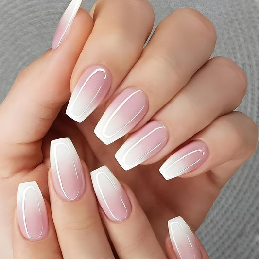Go To Short Coffin White Everyday Press On Nails