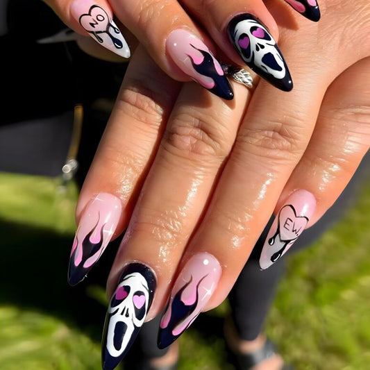 Love Scream Medium Almond Purple Halloween Press On Nails