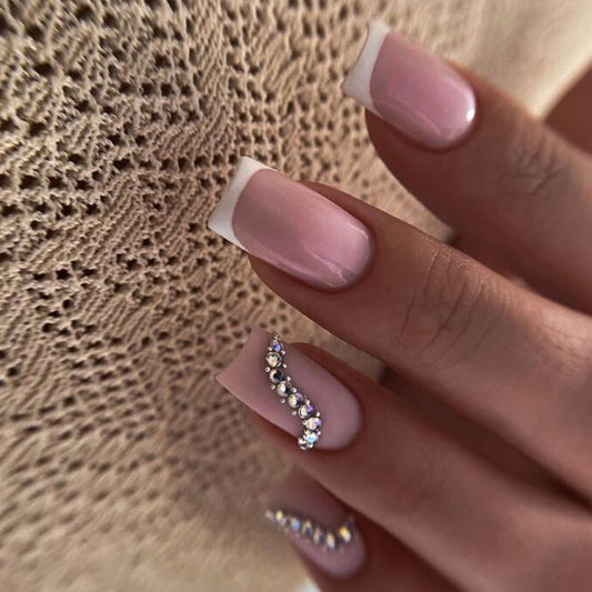 Good Stories Medium Square Pink Studded Press On Nails