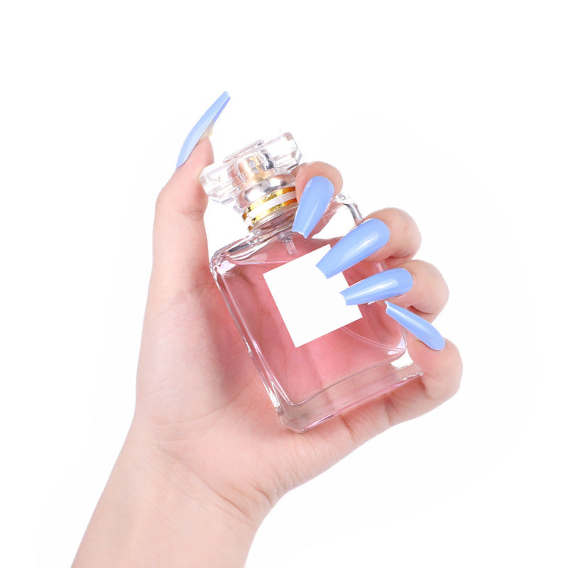 Elegant Ocean Bliss Long Coffin Sky Blue Press On Nail Set with Glossy Finish