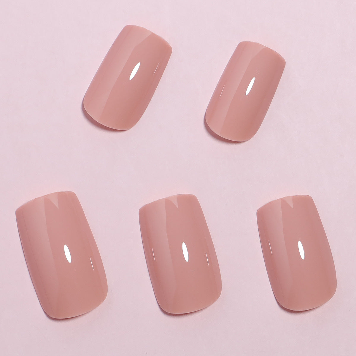Elegant Affair Long Square Beige Pink Press On Nail Set with Glossy Finish