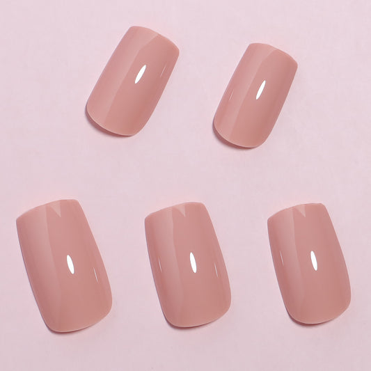 Elegant Affair Long Square Beige Pink Press On Nail Set with Glossy Finish