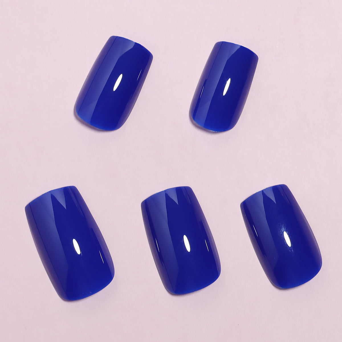 Elegant Sapphire Ocean Long Square Shape Press On Nail Set with High Gloss Finish