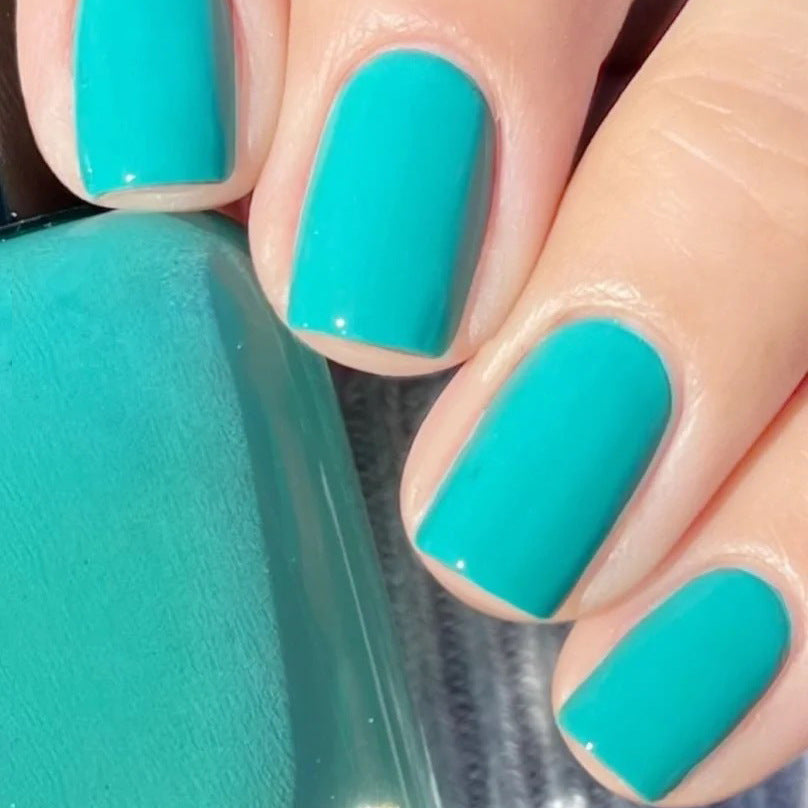 Tropical Escape Medium Square Teal Press On Nail Set with Glossy Finish