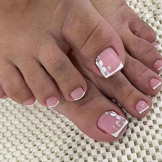 Hawaiian Doll Pink French Tips Press On Toenails