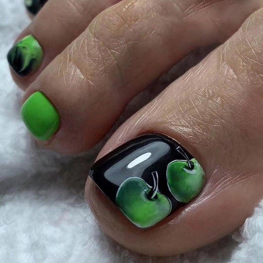 Sour Apple Green Bold Press On Toenails