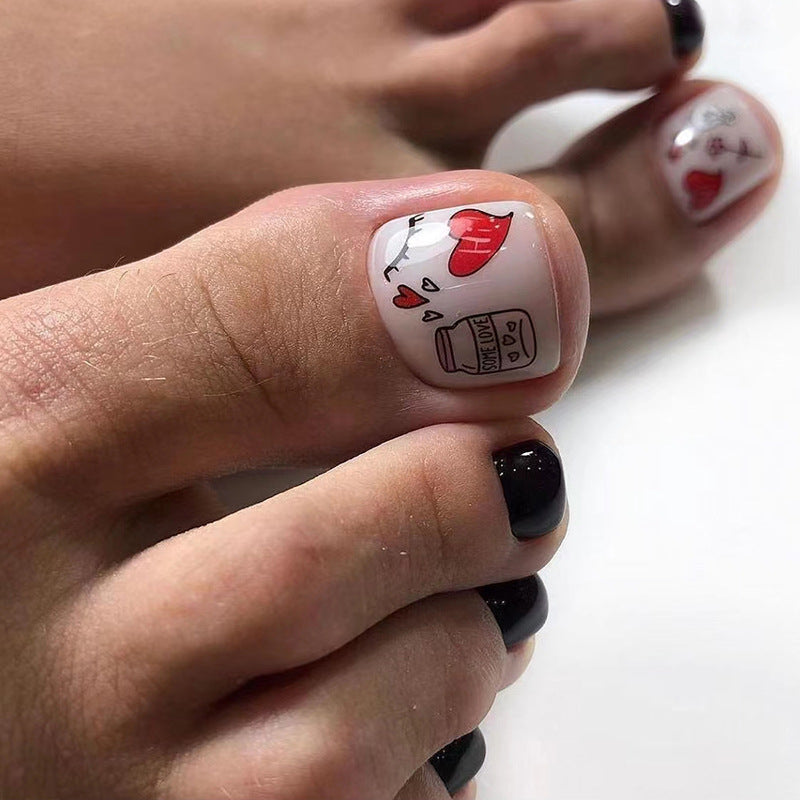 Some Love Cartoon White Press On Toenails