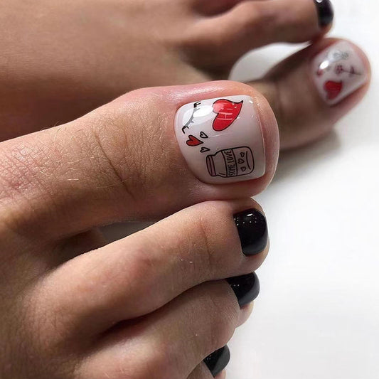 Some Love Cartoon White Press On Toenails