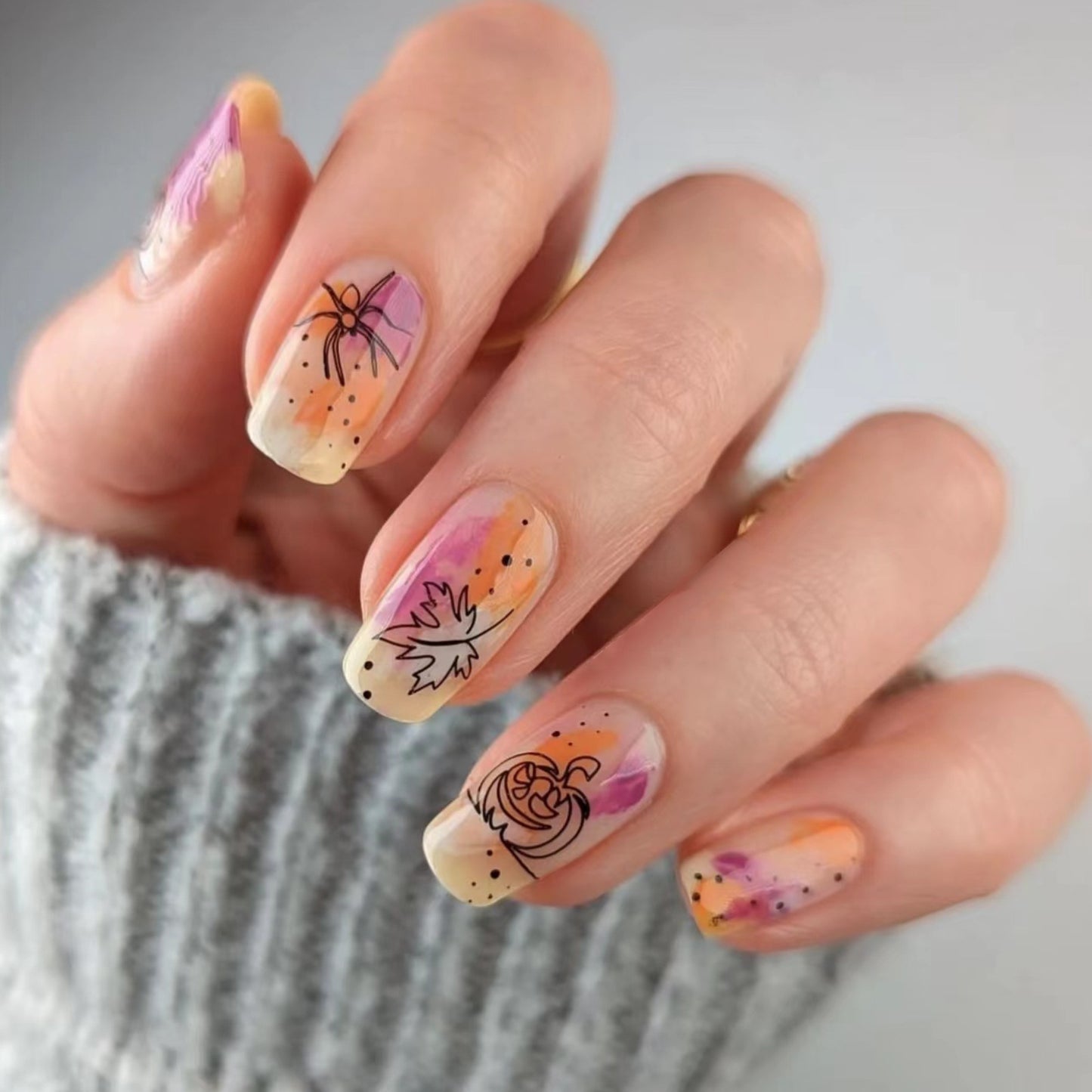 Off To The Pumpkin Patch Short Square Orange Halloween Press On Nails