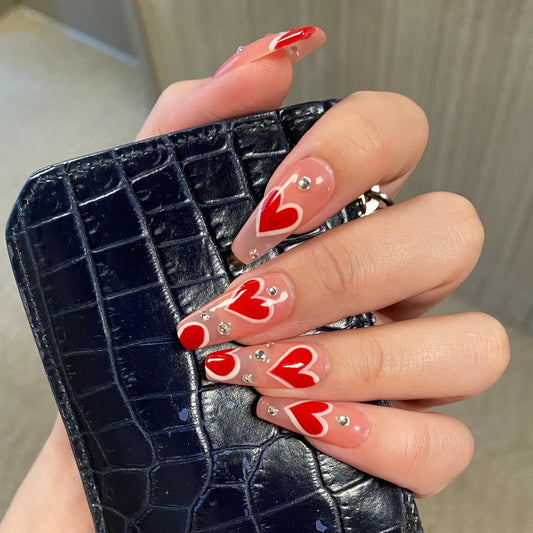 Bountiful Heart Long Square Pink Day Press On Nails