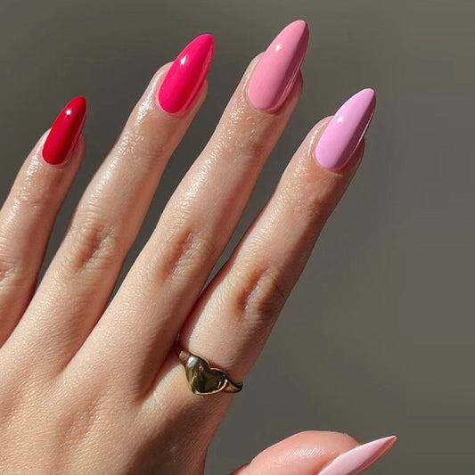 Sweetie Pop Pie Long Oval Pink Summer Press On Nails