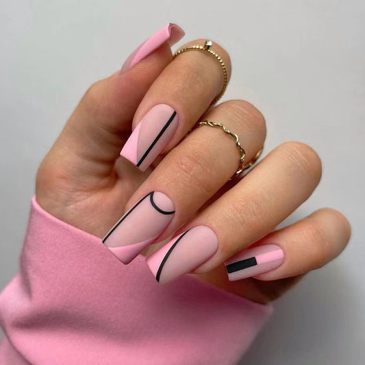Grow It Out Medium Square Pink Vacation Press On Nails