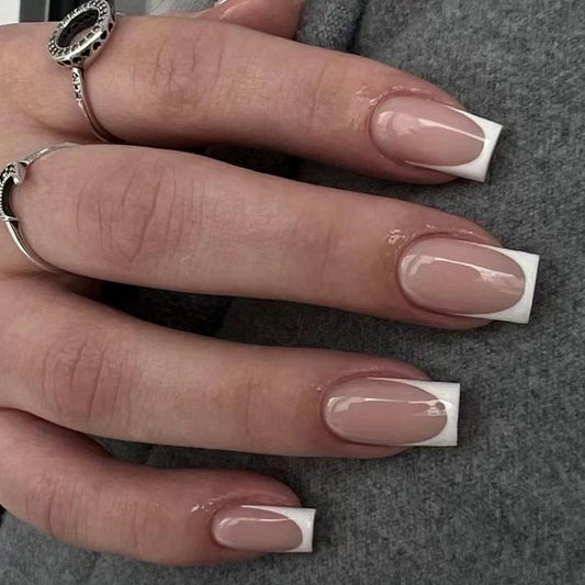 Classic X2 Medium Square White French Tips Press On Nails