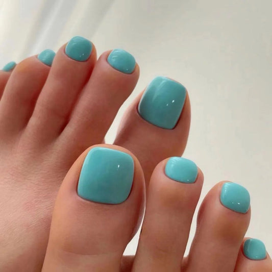 That Kind Of Way Glossy Blue Press On Toenails